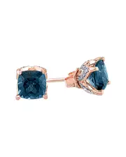 Rina Limor 10K Rose Gold 2.22 ct. tw. Diamond & London Blue Topaz Studs