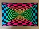black light vintage original 1960s rainbow checks psychedelic shapes geometric