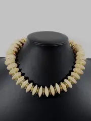 Vintage Trifles N Treasures Lucite and Wood Disc Bead Chunky Statement Necklace