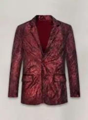 Medieval Leather Blazer luxury party wear Blazer Twilight Red Two Button Closer