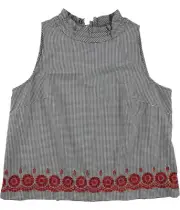 Nine West Womens Ruffle-Neck Sleeveless Blouse Top, White, X-Large