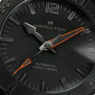 【HAMILTON 漢米爾頓旗艦館】卡其海軍系列腕錶FROGMAN AUTO腕錶46mm(自動上鍊 中性 橡膠錶帶 H77845330)