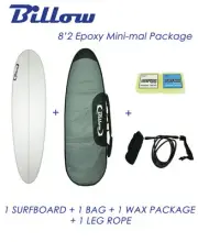 NEW Billow 8'2'' Epoxy Mini-mal Surfboard Matte Finish Package with 3xFCS fins