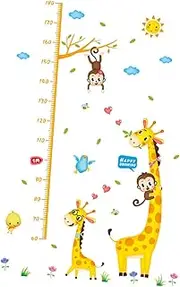 Kisangel Height Sticker with Fun Cartoon Characters Removable Wall Decal for Bedroom and Nursery Decor Amusing Growth Chart for Boys and Easy to Apply and Arrange