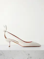 [Aquazzura] Aquazzura - Bow Tie 50 Leather Pumps - White - IT42 IT 42 White