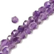 2.0mm Hole Amethyst Star Cut Beads Size 8mm 8 '' Strand (8mm)