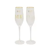 2pc Gibson Gifts Jewelled Mr & Mrs Champagne Flute Wine Glass Drinkware Set