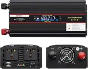 600w Pure Sine Wave Power Inverter Dc 12v to 110v Ac Car Inverter with Digital LCD Display,Household Electricity,Office Electricity,Medical Equipment,12V-220V-1000W
