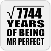 [Designsify] Gifts, 88th Anniversary Square Root of 7744 Years of Mr Perfect, Drink Coaster Mat Wipe-Clean Non-Slip Non-Skid Cork Back, for Birthday Mom Dad Parents Fathers Mothers Day Party