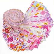 [Generic] CraftsFabrics 2.5'' x 44'' 20pcs Pre-Cut Kona Quality Pink Floral Series Jelly Rolls Strips Fabric, 100% Cotton, Ideal for Quilting, Scrapbooking, Sewing, Crafts, Patchwork (CF20PJR)