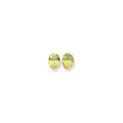 14k Yellow Gold 10x8mm Oval Peridot Checker Earrings