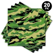 Camouflage Print Army Theme Luncheon Napkins 20PK - Kids Birthday Party Tableware
