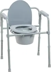 Folding Steel Bedside Commode Chair,Portable Toilet,Supports Individual Weighing