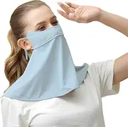 [byepica] Women'S Cooling Face Cover, Upf 50+ Sun Protection Scarf With Adjustable Ear Loops & Nose Hole, Breathable Unisex Neck Gaiter For Outdoor Activities, Light Blue, One Size, Light Blue, One Size