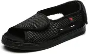 Summer Unisex Elderly Diabetic Slippers,Casual Orthopedic Edema Shoes for Swollen Feet,Comfortable Lightweight Diabetic Shoes for Women Wide Width,Machine Washable (Color : Black, Size : 9 AU)