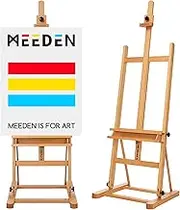 MEEDEN Studio H-Frame Easel with Storage Tray, Solid Beech Wood Artist Painting Easel, Best Wooden Floor Easel, Holds Canvas Art up to 48"