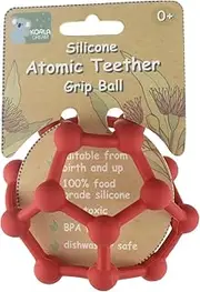 Koala Dream Silicone Atomic Teether Grip Ball - Red | BPA-Free, Sensory Toy, Easy to Hold