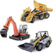 Heavy Duty Construction Site Play Set, Metal Dump Truck, Excavator Digger, Tractor Bulldozer Diecast Vehicle, Outdoor Sandbox Car Toys