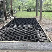Garden Retaining Wall Grid Stabilizer Ground Grid Polyethylene, Shed Base Geo Grid Gravel Stabilizer for Patios, Sheds, Sloped, Pathways and Parking, Easy to Install & Cut(3x4m/10x13ft)