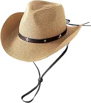 [Jastore] Kids Toddler Western Cowboy Hat Summer Beach Straw Sun Hat Cowgirl Hat for Girls Boys