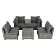 Outdoor Modular Lounge Sofa with Wicker End Table Set