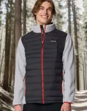 Mens Columbia Juniper Peak Hybrid 590 TURBO DOWN PUFFER Jacket Small Black Gray