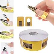 1 roll (500 Pieces) Nail Stencils, self-Adhesive Nail Stencils, Extension foil, Modelling Stencils for Nail Art, Gel Nails, Artificial Nail Extension (Gold)