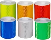 6 Rolls Reflective Warning Tape, 5 cm x 3m Reflective Hazard Warning Tape Sticker Decal for Car Truck, Reflector Tape Waterproof PVC Self-Adhesive Warning Stickers for Trailers, Cars, Boats, Trucks