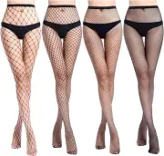 Womens High Waist Fishnet Tights with Suspenders Patterned Thigh High Black Pant