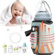 KGYMJR Baby Bottle Warmer, Portable Bottle Warmer Bag with USB Charge , Constant Temperature Bottle Warmer with Temperature Display,Five Gear Adjustable,Fast Heating for Night FeedingTravel Daily Use (Blue)