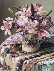 Barbara Edidin Mixed Metaphore Pink Flower 16x21 in