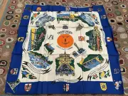GERMAN MCM TRAVEL SOUVENIR SCARF MEMENTO LANDMARKS 22" SQUARE NEW OLD DEADSTOCK