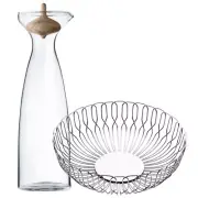 NEW Georg Jensen Alfredo Bread Basket & Carafe Set 2pce