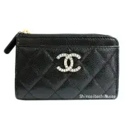Chanel Fragment Case Coin Card Wallet Big Cc Black Gold Hardware Ap4558
