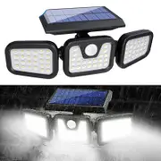OZNALA 3 Head Solar Motion Sensor Light Outdoor Garden Wall Security Flood Lamp 74 LEDs