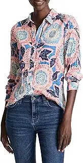 [NIC+ZOE] Women's Scribble Blooms Cotton Crinkle Shirt