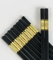 NEW 10 Pairs Lunar New Year Chopsticks Alloy Metal Chopsticks Golden