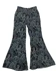 Zara Women’s Paisley Boho Flare Bell Bottoms Pants Hippie Retro Green Blue S NEW