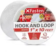 Hook and Loop Roll, White, 1-in x 10-Ft Hook and Loop Tape Heavy Duty Strips ...