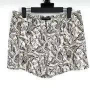 Banana Republic Shorts Womens 6 Black Leaf Print Mid Rise Pockets Pleated NWT