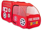 Fire Truck Tent with Sound Button for Kids Toddlers Boys & Girls - Red Fire