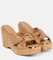 [Jimmy Choo] Jimmy Choo Avenue leather wedge sandals AU 9 brown