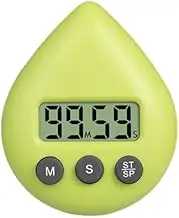 Digital Timer Kitchen Timer Shower Timing Tool for Kids Adults Waterproof Droplet Shaped Suction Cup LCD Display Bathroom Electronic Alarm Clock Remind Students (Yellow)