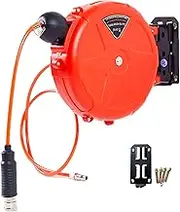 Automatic Retractable Compressor Hose Reel, Retractable Pneumatic Hose Reel, 10 m Automatic Rewind Tool for Rollers with Rotating Bracket and Quick Coupling