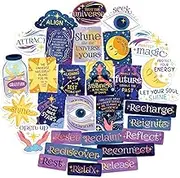 Navy Peony Celestial Manifest and Reclaim Vision Board Stickers (30pcs)- Self-Discovery, Mind and Spirit Decals for Manifestation, Vision Board Party