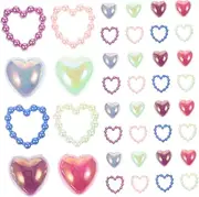 DRESSOOS 1 Pack Colorful Peach Heart Imitation Pearl DIY Nail Art Accessories Accessories Mixed Flat Beads Flat Back Earrings Sticker Heart Charms Mini Pearls for Nails Jewelry Plastic