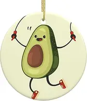 christmas tree Ceramic round ornaments, fit for Couples, Wedding, Family Christmas Ornament-Avocado Rope Skipping