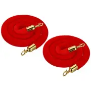 5 Feet Red Velvet Stanchion Rope Crowd Control Barrier Rope Golden 2pcs