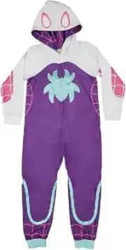 Costume Agent Spider Purple Superhero Cosplay Ghost Pajama Jumpsuit with Hood