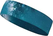 [FHESDCW] Natural Forest Starry Sky Moon Headbands for Women & Men Sports Headband, Fits All Head Sizes, Ultra Absorbent & Non-Slip Sweatband for Running, Yoga, Gym